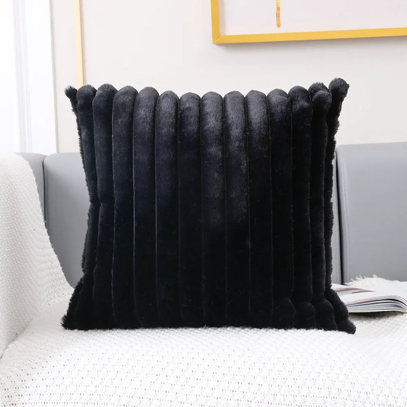 Black faux 2024 fur cushion covers